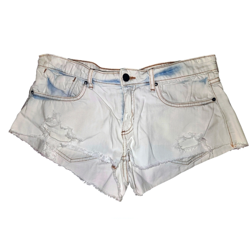 FOREVER 21 Distressed Ice Acid Washed Cut-Off Denim Shorts - Size 27